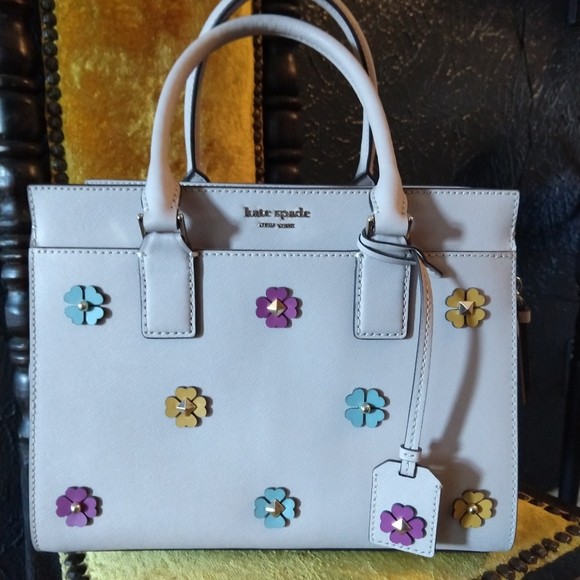 kate spade | Bags | Preloved Kate Spade Cameron Crossbody  Kate Spade Cameron Flower Applique Satchel: Beige